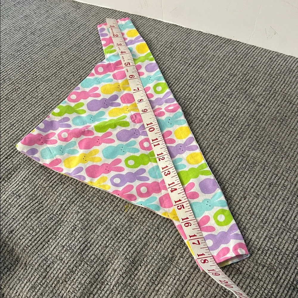🟣 4/$15 Peeps Bunny and plaid reversible Dog Bandana NEW slides thru collar